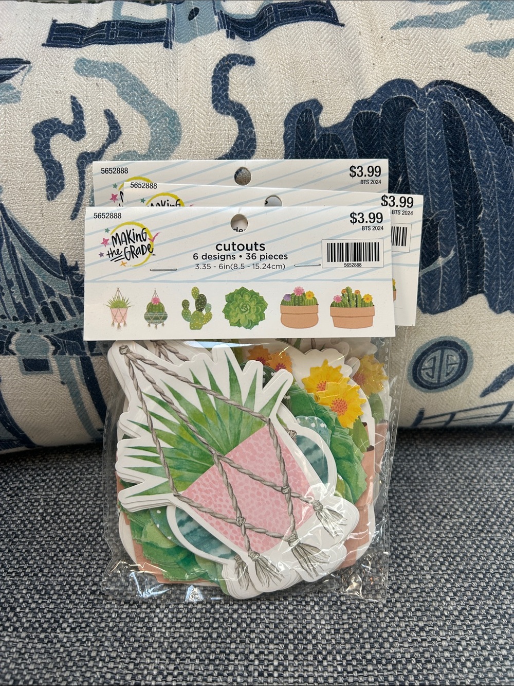3 sets of Pink & Green Succulent Cutouts - 36pc each set